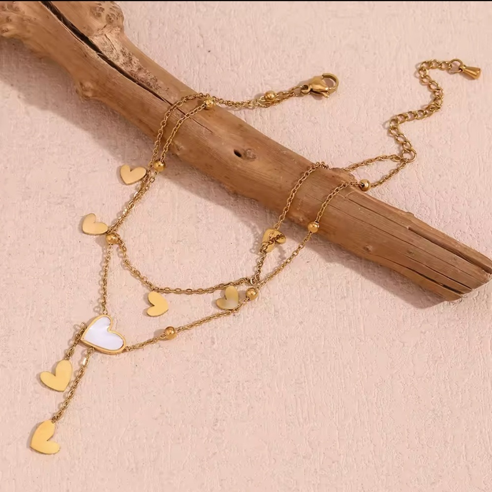 Heart-shaped White Beige Tassel Anklet Gold 18K

Stainless Steel Anklet - Picture 7 of 9